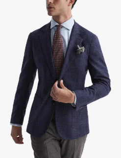 Reiss Keep Single-breasted Wool-blend Blazer 7 Reiss Keep Single-breasted Wool-blend Blazer -Selfridges Store R04068013 INDIGO ALT02