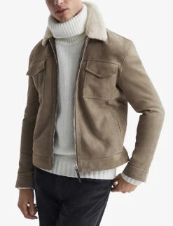 Reiss Hibiscus Slim-fit Shearling Jacket 7 Reiss Hibiscus Slim-fit Shearling Jacket -Selfridges Store R04068016 SAGE ALT02