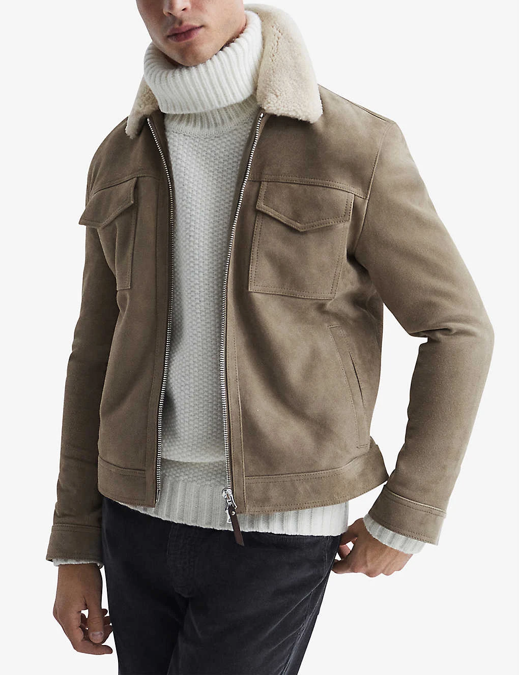 Reiss Hibiscus Slim-fit Shearling Jacket 3 Reiss Hibiscus Slim-fit Shearling Jacket - Image 3