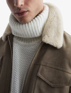 Reiss Hibiscus Slim-fit Shearling Jacket 9 Reiss Hibiscus Slim-fit Shearling Jacket -Selfridges Store R04068016 SAGE ALT04