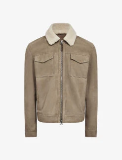 Reiss Hibiscus Slim-fit Shearling Jacket