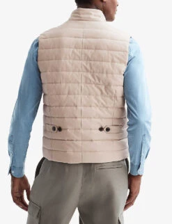 Reiss Parma Funnel-neck Quilted Woven Gilet -Selfridges Store R04068027 STONE ALT03
