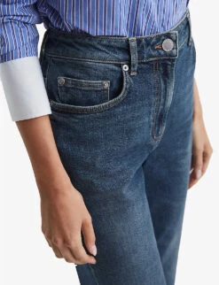 Reiss Phillipa Straight-leg High-rise Stretch-denim Jeans -Selfridges Store R04068048 MIDBLUE ALT04