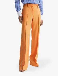 Reiss Emmy Wide-leg Wool-blend Trousers -Selfridges Store R04068061 ORANGE ALT02