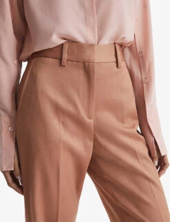 Reiss Luna Wide-leg High-rise Stretch-wool Trousers -Selfridges Store R04068066 ROSE ALT04