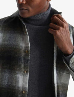 Reiss Daytona Checked Wool-blend Shirt 10 Reiss Daytona Checked Wool-blend Shirt -Selfridges Store R04068104 ECRUGREEN ALT04