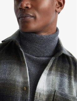 Reiss Daytona Checked Wool-blend Shirt 11 Reiss Daytona Checked Wool-blend Shirt -Selfridges Store R04068104 ECRUGREEN ALT05