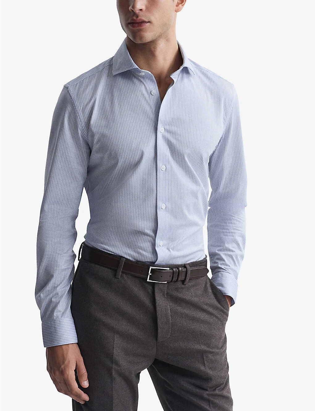 Reiss Bosa Striped Slim-fit Cotton-blend Shirt 3 Reiss Bosa Striped Slim-fit Cotton-blend Shirt - Image 3