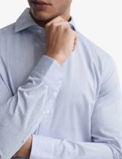 Reiss Bosa Striped Slim-fit Cotton-blend Shirt 9 Reiss Bosa Striped Slim-fit Cotton-blend Shirt -Selfridges Store R04068114 BLUEWHITE ALT04