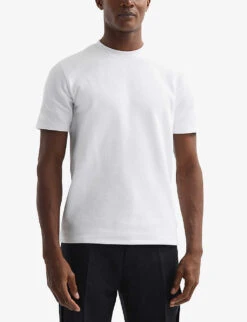 Reiss Cooper Honeycomb-texture Cotton-blend T-shirt 7 Reiss Cooper Honeycomb-texture Cotton-blend T-shirt -Selfridges Store R04068130 WHITE ALT02