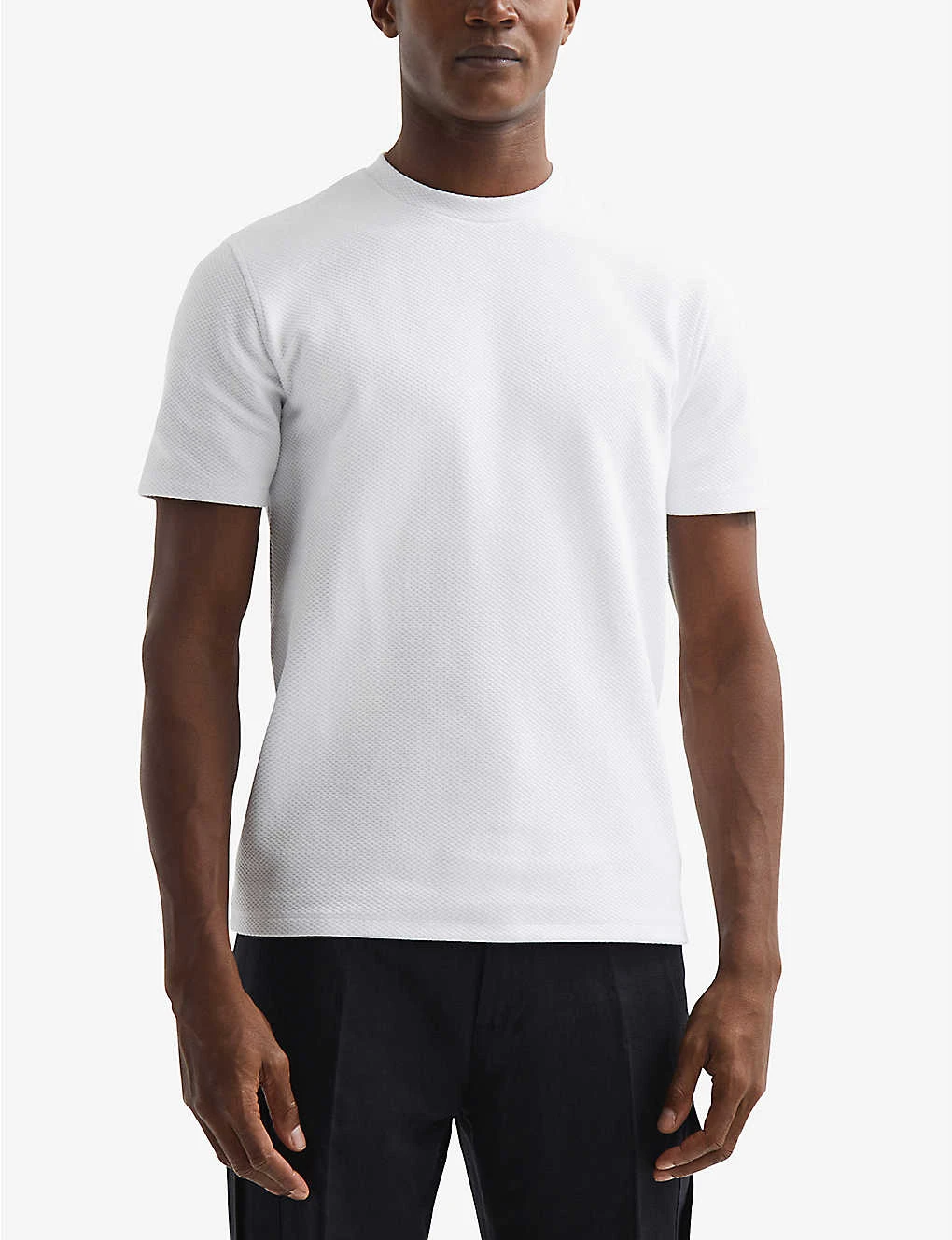 Reiss Cooper Honeycomb-texture Cotton-blend T-shirt 3 Reiss Cooper Honeycomb-texture Cotton-blend T-shirt - Image 3