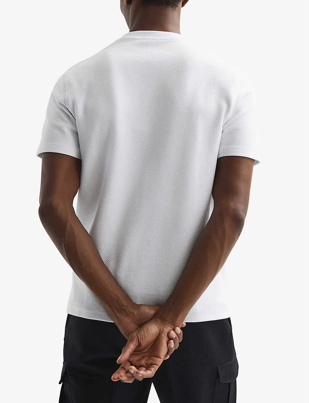 Reiss Cooper Honeycomb-texture Cotton-blend T-shirt 4 Reiss Cooper Honeycomb-texture Cotton-blend T-shirt - Image 4