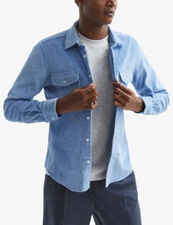 Reiss Cooper Slim-fit Stretch Cotton-blend T-shirt -Selfridges Store R04068131 GREYMELANGE ALT02