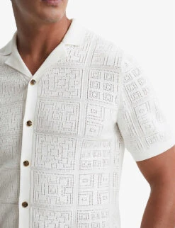 Reiss Graphic-weave Cotton Shirt -Selfridges Store R04068239 WHITE ALT04