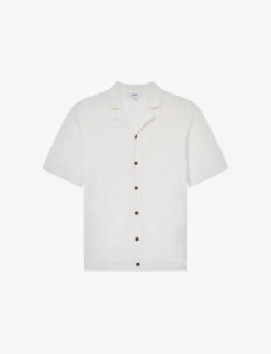 Reiss Graphic-weave Cotton Shirt