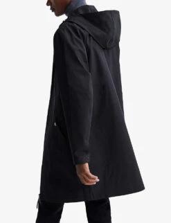 Reiss Sidahn Straight-fit Stretch-woven Hooded Coat -Selfridges Store R04068269 BLACK ALT03