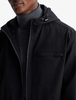 Reiss Sidahn Straight-fit Stretch-woven Hooded Coat -Selfridges Store R04068269 BLACK ALT04