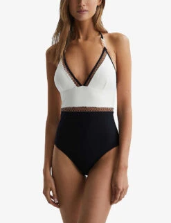 Reiss Ray Halter-neck Swimsuit -Selfridges Store R04068284 WHITETAN ALT02