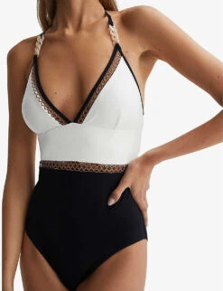 Reiss Ray Halter-neck Swimsuit -Selfridges Store R04068284 WHITETAN ALT04