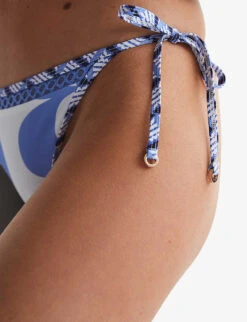 Reiss Shereen Graphic-print Lattice-trim Recycled-nylon Bikini Top -Selfridges Store R04068285 BLUEPRINT ALT04