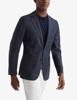 Reiss Matinee Prince Of Wales-check Woven Blazer -Selfridges Store R04068319 NAVY ALT02