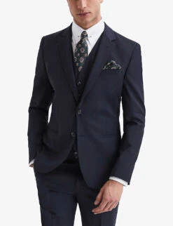 Reiss Hope Travel Notch-lapels Single-breasted Wool Blazer -Selfridges Store R04068320 NAVY ALT02