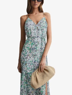 Reiss Floral-print Recycled-polyester Midi Dress -Selfridges Store R04068328 BLUE ALT02