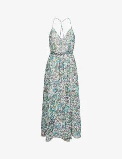 Reiss Floral-print Recycled-polyester Midi Dress