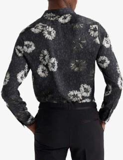 Reiss Evie Floral-print Recycled Polyester-blend Shirt -Selfridges Store R04068340 BLACKWHITE ALT03