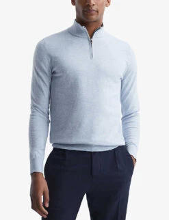 Reiss Bond Funnel-neck Knitted Jumper -Selfridges Store R04068347 SKYBLUEMELANG ALT02