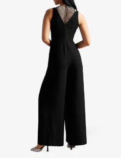 Ted Baker Janvier Crystal-embellished V-neck Woven Jumpsuit -Selfridges Store R04070400 BLACK ALT02