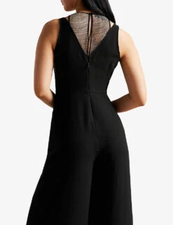 Ted Baker Janvier Crystal-embellished V-neck Woven Jumpsuit -Selfridges Store R04070400 BLACK ALT04