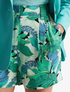 Reiss Dana Floral-print Mid-rise Woven Shorts -Selfridges Store R04070711 AQUAMARINE ALT04