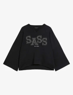 Ted Baker Sassi Metallic Slogan-appliqué Stretch-jersey Sweatshirt