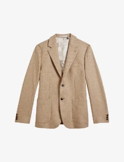 Ted Baker Daars Houndstooth-pattern Slim-fit Cotton-blend Blazer
