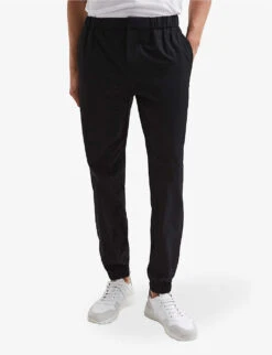 Reiss Elasticated-waist Straight-leg Mid-rise Stretch-woven Trousers -Selfridges Store R04075233 BLACK ALT02
