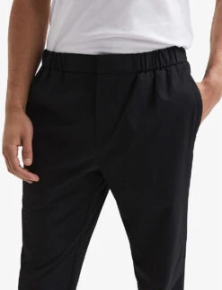 Reiss Elasticated-waist Straight-leg Mid-rise Stretch-woven Trousers -Selfridges Store R04075233 BLACK ALT04