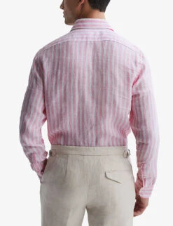 Reiss Ruban Striped Regular-fit Linen Shirt -Selfridges Store R04075254 SOFTPINKHERRI ALT03