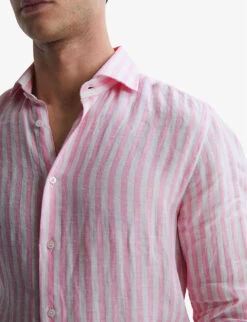 Reiss Ruban Striped Regular-fit Linen Shirt -Selfridges Store R04075254 SOFTPINKHERRI ALT04