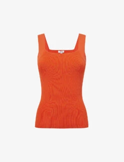 Reiss Tamara Square-neck Sleeveless Stretch-knit Vest