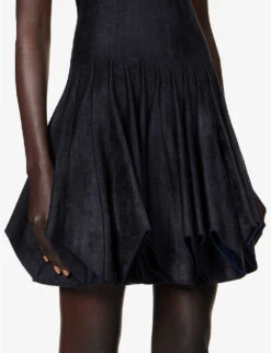 ALAIA Godet Flared-hem Stretch-woven Mini Dress 11 ALAIA Godet Flared-hem Stretch-woven Mini Dress -Selfridges Store R04076369 BLEUFONCE ALT05