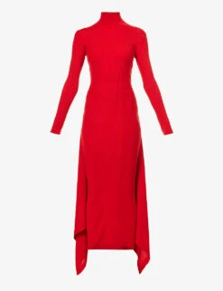 ALAIA Turtleneck Split-side Cashmere And Silk-blend Midi Dress