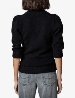 Zadig & Voltaire Betsy Star-button V-neck Cashmere Cardigan -Selfridges Store R04077998 NOIR ALT03