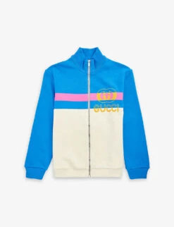 Gucci Logo-print Colour-blocked Cotton-jersey Jacket 6-10 Years