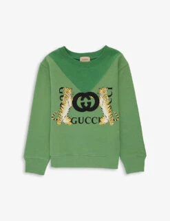 Gucci Tiger Graphic-print Cotton-jersey Sweatshirt 6-12 Years