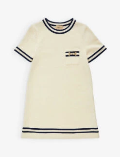 Gucci Striped-trim Horsebit-embellished Cotton Dress 4-12 Years