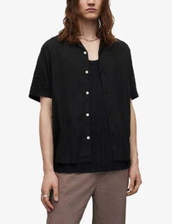 AllSaints Canal Relaxed-fit Recycled-viscose Shirt 7 AllSaints Canal Relaxed-fit Recycled-viscose Shirt -Selfridges Store R04080276 JETBLACK ALT02