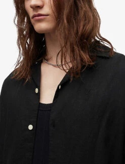 AllSaints Canal Relaxed-fit Recycled-viscose Shirt 9 AllSaints Canal Relaxed-fit Recycled-viscose Shirt -Selfridges Store R04080276 JETBLACK ALT04