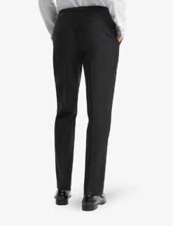 Reiss Poker Slim-fit Satin-trim Stretch-wool Blend Tuxedo Trousers -Selfridges Store R04080300 BLACK ALT03