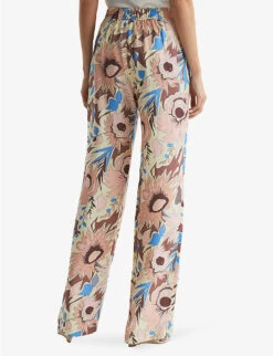 Reiss Liv Floral-print Wide-leg High-rise Woven Trousers -Selfridges Store R04080304 MULTI ALT03